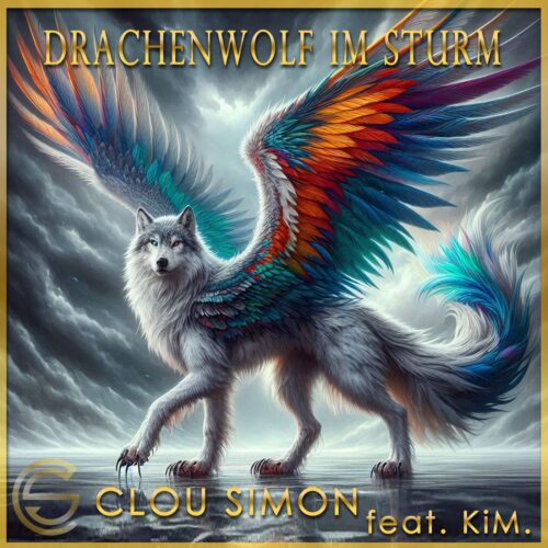 Single Drachenwolf im Sturm